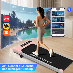 RAMYPOKET Foldable Walking Pad With 9% Incline Silent Motor Smart APP 1–8KM/H 120KG Capacity Treadmill for Home Office