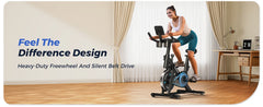 Bluetooth Exercise Bike – Quiet Indoor Cycling Bike with Fitness App & 136kg User Capacity