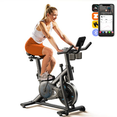 Bluetooth Exercise Bike – Quiet Indoor Cycling Bike with Fitness App & 136kg User Capacity