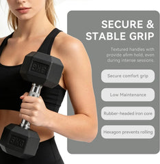 ProGrip Rubber Hex Dumbbells – Heavy Duty Strength Training Weights