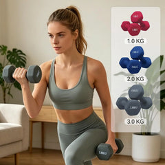 6-Piece Hex Dumbbell Set with Storage Rack – Home Gym Weights for Strength Training & Toning