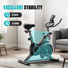 Upright Spin Exercise Bike, Silent Air Bike Home Gym Fitness Trainer, Zwift APP Connected, Stepless Resistance Adjustment, Easy