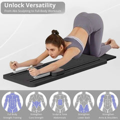 Multifunctional Pilates Belly Plate – Foldable Full Body Workout Machine with Resistance Bands for Core, Strength & Flexibility Training