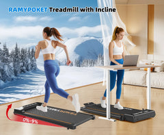RAMYPOKET Foldable Walking Pad With 9% Incline Silent Motor Smart APP 1–8KM/H 120KG Capacity Treadmill for Home Office