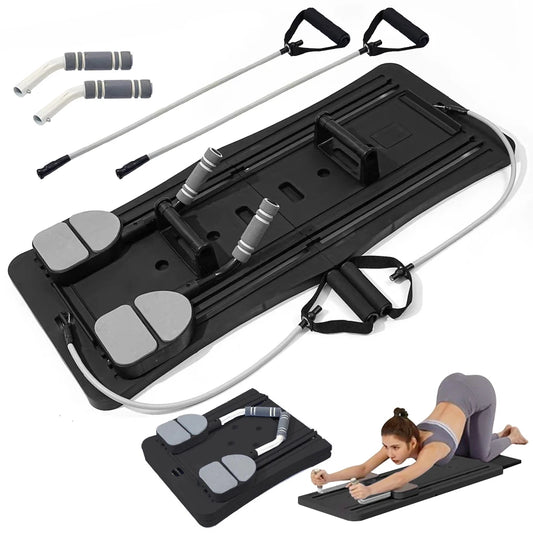 Multifunctional Pilates Belly Plate – Foldable Full Body Workout Machine with Resistance Bands for Core, Strength & Flexibility Training