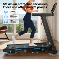 MERACH T12B1 Foldable Incline Treadmill – Bluetooth Home Running Machine with 6% Incline, LED Display & APP Connectivity