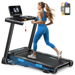 MERACH T12B1 Foldable Incline Treadmill – Bluetooth Home Running Machine with 6% Incline, LED Display & APP Connectivity