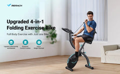 4-in-1 Foldable Exercise Bike – Bluetooth Folding Exercise Bike with 16 Magnetic Resistance Levels, APP Connectivity & 136kg Capacity