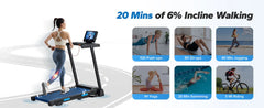 MERACH T12B1 Foldable Incline Treadmill – Bluetooth Home Running Machine with 6% Incline, LED Display & APP Connectivity