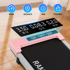 RAMYPOKET Foldable Walking Pad With 9% Incline Silent Motor Smart APP  1–8KM/H 120KG  Capacity Treadmill for Home Office