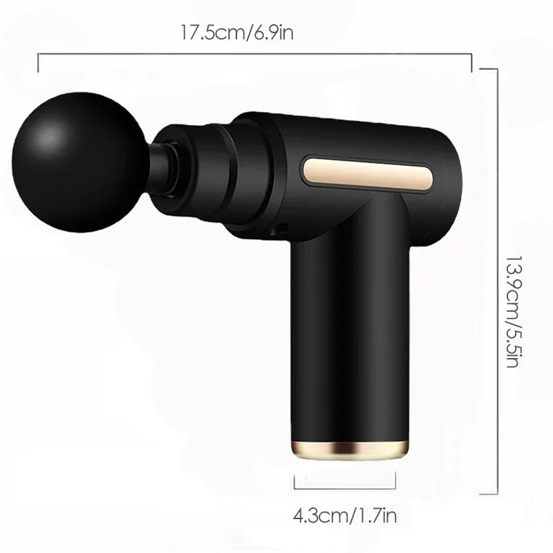 Mini Massage Gun Portable Percussion Massager with 6 Massage Heads, 4 Speed Levels, USB Rechargeable Deep Tissue Muscle Massager, Lightweight Low Noise Handheld Massage Gun for Sports, Gym, Office, Travel & Muscle Relaxation