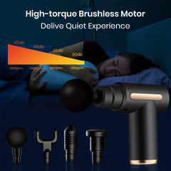 Mini Massage Gun Portable Percussion Massager with 6 Massage Heads, 4 Speed Levels, USB Rechargeable Deep Tissue Muscle Massager, Lightweight Low Noise Handheld Massage Gun for Sports, Gym, Office, Travel & Muscle Relaxation