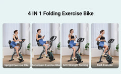 4-in-1 Foldable Exercise Bike – Bluetooth Folding Exercise Bike with 16 Magnetic Resistance Levels, APP Connectivity & 136kg Capacity
