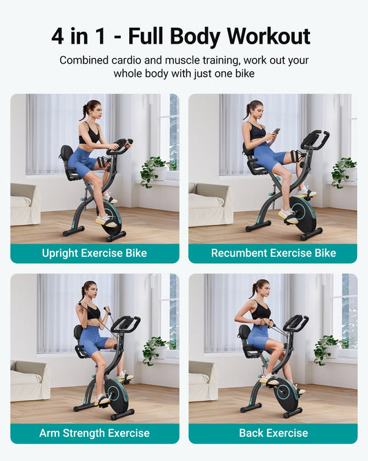 4-in-1 Foldable Exercise Bike – Bluetooth Folding Exercise Bike with 16 Magnetic Resistance Levels, APP Connectivity & 136kg Capacity