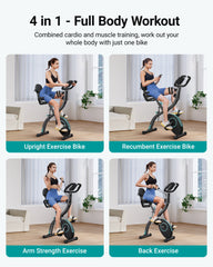 4-in-1 Foldable Exercise Bike – Bluetooth Folding Exercise Bike with 16 Magnetic Resistance Levels, APP Connectivity & 136kg Capacity