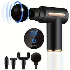 Mini Massage Gun Portable Percussion Massager with 6 Massage Heads, 4 Speed Levels, USB Rechargeable Deep Tissue Muscle Massager, Lightweight Low Noise Handheld Massage Gun for Sports, Gym, Office, Travel & Muscle Relaxation