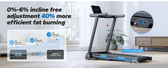 MERACH T12B1 Foldable Incline Treadmill – Bluetooth Home Running Machine with 6% Incline, LED Display & APP Connectivity