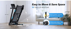 MERACH T12B1 Foldable Incline Treadmill – Bluetooth Home Running Machine with 6% Incline, LED Display & APP Connectivity