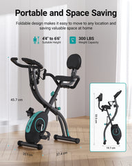 4-in-1 Foldable Exercise Bike – Bluetooth Folding Exercise Bike with 16 Magnetic Resistance Levels, APP Connectivity & 136kg Capacity