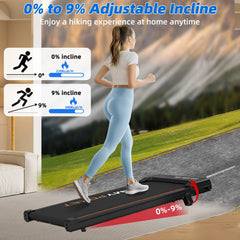 RAMYPOKET Foldable Walking Pad With 9% Incline Silent Motor Smart APP  1–8KM/H 120KG  Capacity Treadmill for Home Office