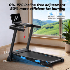 MERACH T12B1 Foldable Incline Treadmill – Bluetooth Home Running Machine with 6% Incline, LED Display & APP Connectivity