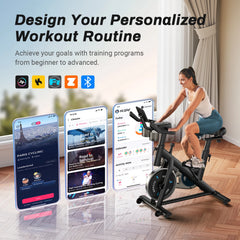 Bluetooth Exercise Bike – Quiet Indoor Cycling Bike with Fitness App & 136kg User Capacity