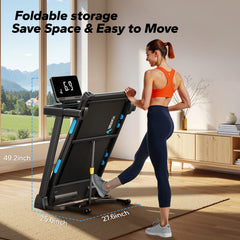 MERACH T12B1 Foldable Incline Treadmill – Bluetooth Home Running Machine with 6% Incline, LED Display & APP Connectivity