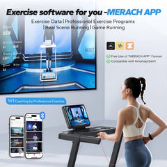 MERACH T12B1 Foldable Incline Treadmill – Bluetooth Home Running Machine with 6% Incline, LED Display & APP Connectivity