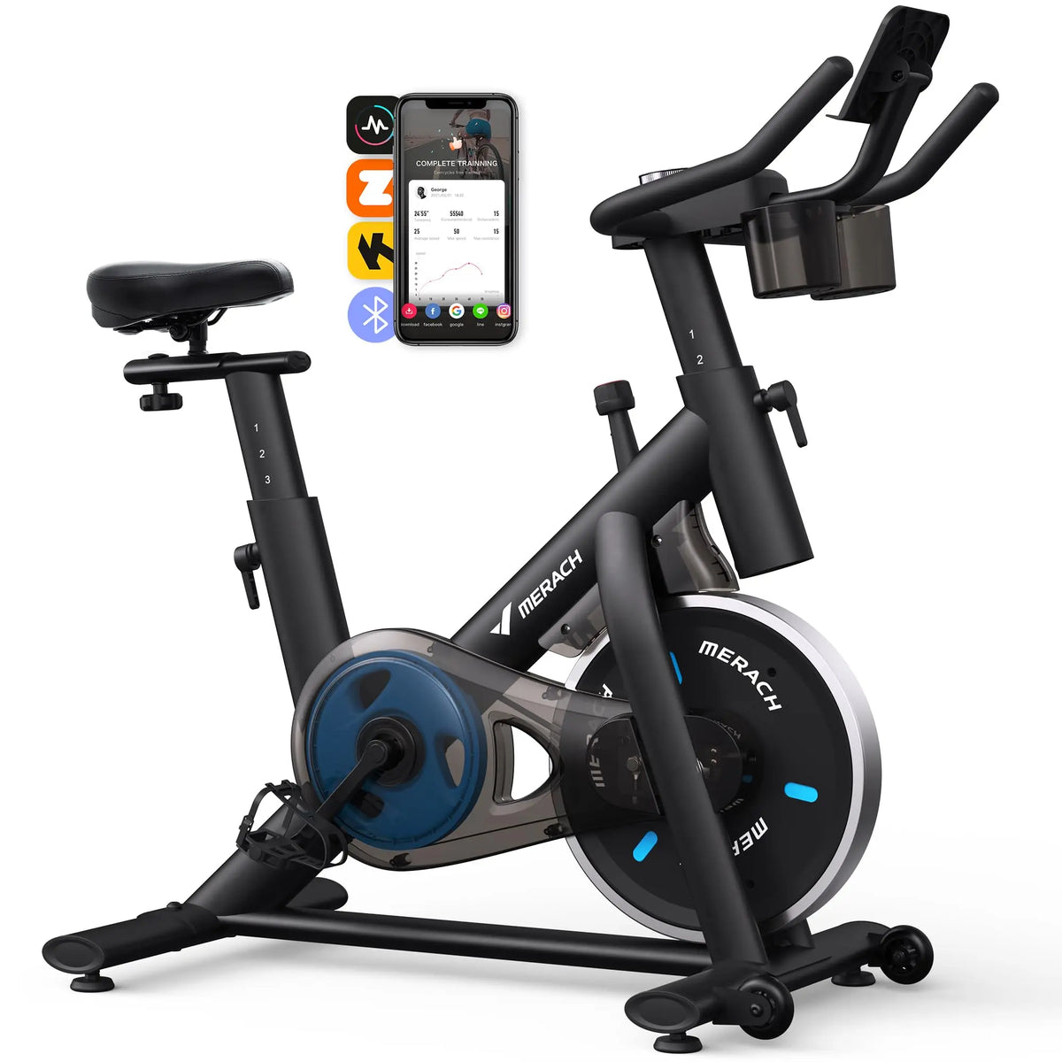 Bluetooth Exercise Bike – Quiet Indoor Cycling Bike with Fitness App & 136kg User Capacity