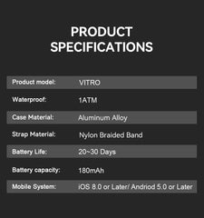 VALDUS VITRO ECG Smart Bracelet – Screenless Health & Fitness Tracker | Waterproof | Long Battery Life | Bluetooth 5.3