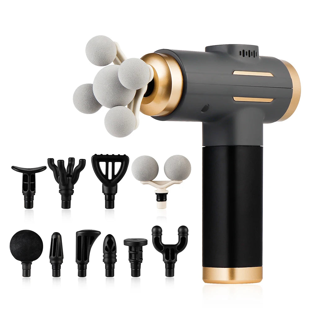 Fascia Massage Gun – Deep Tissue Percussion Massager with 11 Massage Heads | 99 Speed Levels | Rechargeable Muscle Recovery Gun