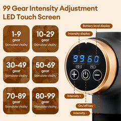 Fascia Massage Gun – Deep Tissue Percussion Massager with 11 Massage Heads | 99 Speed Levels | Rechargeable Muscle Recovery Gun