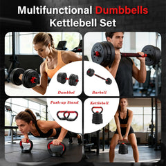 6-in-1 Adjustable Dumbbell & Kettlebell Set – Multi-Function Home Gym Weight Training Kit