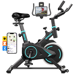 Upright Spin Exercise Bike, Silent Air Bike Home Gym Fitness Trainer, Zwift APP Connected, Stepless Resistance Adjustment, Easy