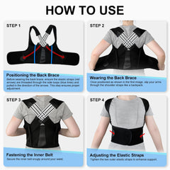 Back Brace Posture Support for Shoulder Straightener Adjustable Full Back Support Upper and Lower Back and Neck