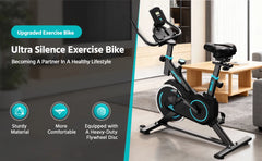 Upright Spin Exercise Bike, Silent Air Bike Home Gym Fitness Trainer, Zwift APP Connected, Stepless Resistance Adjustment, Easy