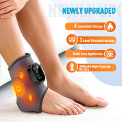 Electric Cordless Heated Ankle Guard Massager for Right or Left Foot Vibration Massage Wristband Hot Compress Ankle Wrist Brace