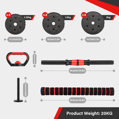 6-in-1 Adjustable Dumbbell & Kettlebell Set – Multi-Function Home Gym Weight Training Kit
