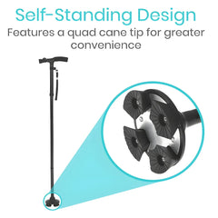Folding Walking Stick With LED Light Adjustable Lightweight Anti-Slip Adult Walking Cane Old Men Crutch For The Elderly
