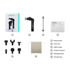 KiCA Evo Fascia Gun Portable Muscle Massage Gun 15kg 3 Gear 3200rpm with 6 Massage Heads 9cm Extension Rod Aluminum Alloy