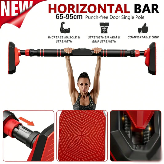 Adjustable Doorway Pull-Up Bar – No Drill Home Chin-Up Bar for Upper Body Strength Training | 65–95cm Telescopic Fitness Bar