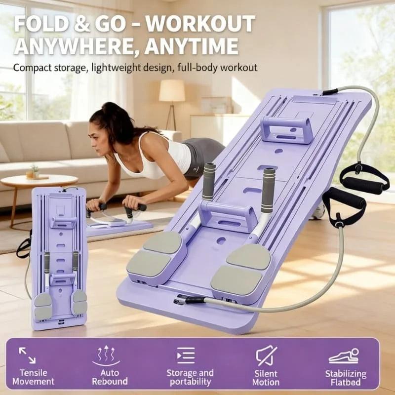 Lightweight 8-in-1 Folding Pilates Board - Portable Multifunctional Fitness Equipment Suitable for Home Gym, Core Training & Full-Body Workouts, Non-Slip Base & Silent with Assembly, Space-Saving for Small Spaces,