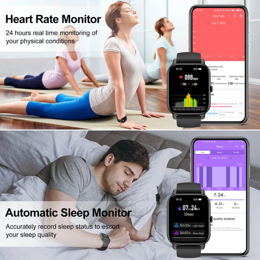 Smart Watch, 1.85" Sports Watch for IP68 Waterproof, 110+ Sport Modes, Fitness Activity Tracker, Ultra Thin Watch.