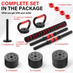 6-in-1 Adjustable Dumbbell & Kettlebell Set – Multi-Function Home Gym Weight Training Kit