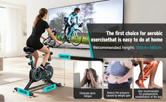 Upright Spin Exercise Bike, Silent Air Bike Home Gym Fitness Trainer, Zwift APP Connected, Stepless Resistance Adjustment, Easy