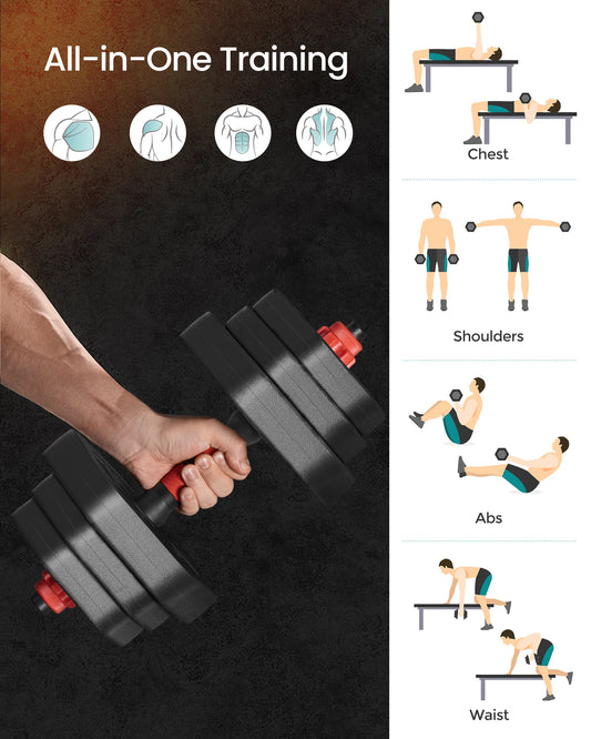 10kg Adjustable Dumbbell & Barbell Set – Home Gym Strength Training Weights