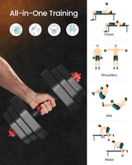 10kg Adjustable Dumbbell & Barbell Set – Home Gym Strength Training Weights