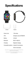 ChiBear Bluetooth Call Smartwatch Women 1.9" HD Display Support 120+ Sports Modes Heart Rate IP68 Waterproof Smart Watch ECG+PPG