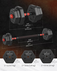10kg Adjustable Dumbbell & Barbell Set – Home Gym Strength Training Weights