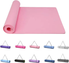 Good Nite Yoga Mat Gymnastics Pilates Exercise Mat for Women Non-Slip Thick 6mm with Carry Strap Tpe 183 x 61 x 1cm
